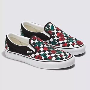 Vans Asher Checkerboard Roses Slip-On Women’s Size 7